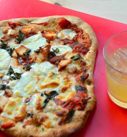 Pizza and beer cocktail