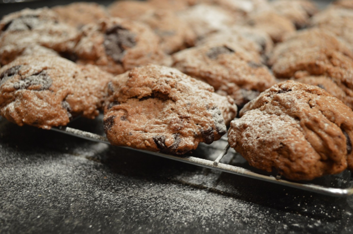 Double Chocolate, Cinnamon and amaretto cookies