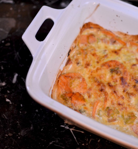 Sweet Potato & Leek Gratin