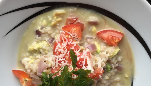 An avocado and tomato risotto