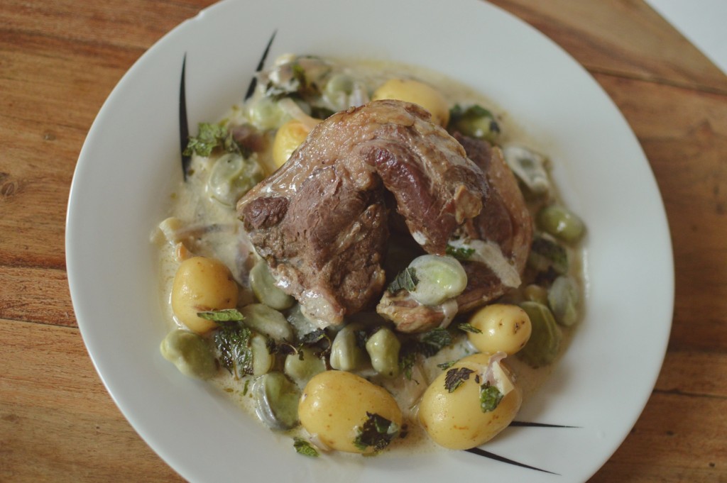 Hogget with broad beans