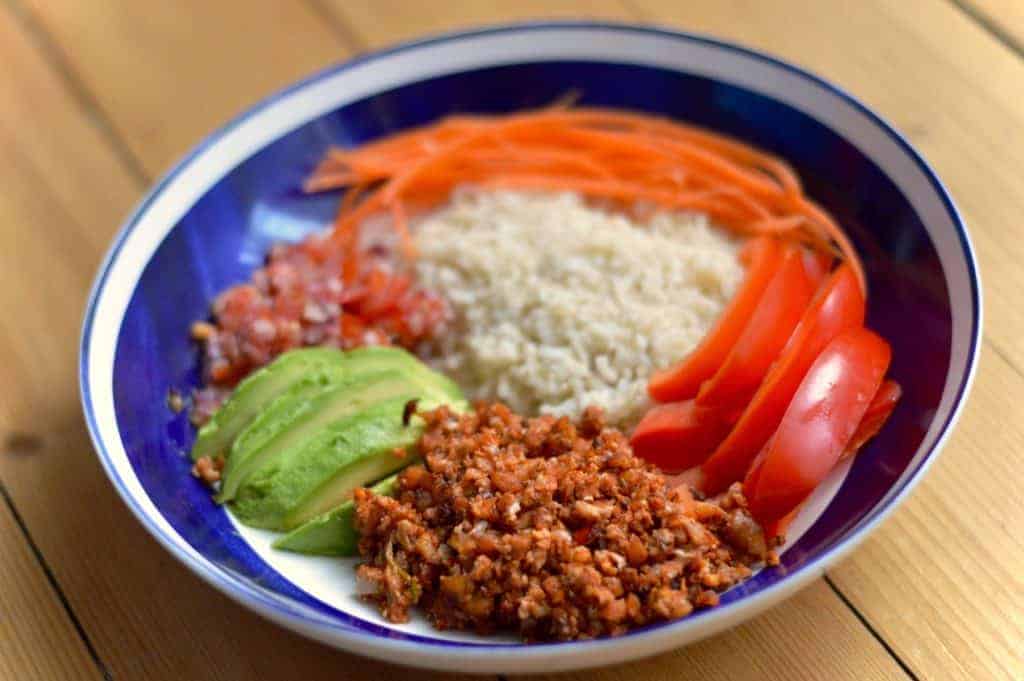 Cauliflower taco bowl